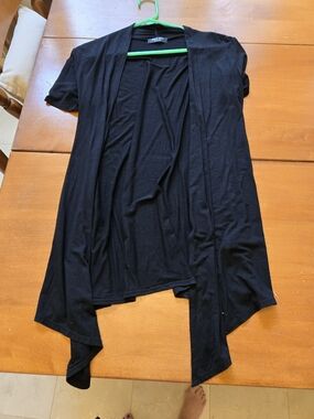 YNS Generic Black Open-Front Short-Sleeve Cardigan